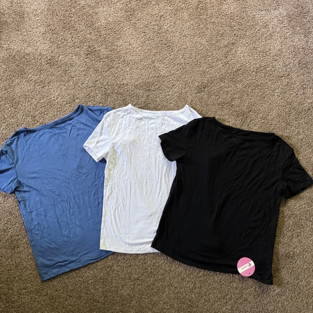 Oakgarden Kids Blue White Black T-Shirt 3 Pack Short Sleeve Solid Size 13-14 YR